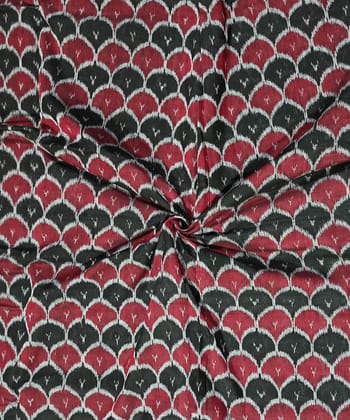 2.5m Black Maroon Sambalpuri Handwoven Single Ikat Shirting Material SFCSHI1072
