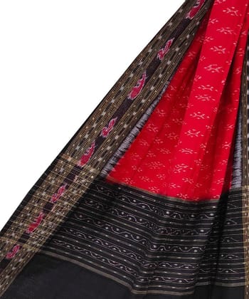Red Black Sambalpuri Handwoven Cotton Dupatta