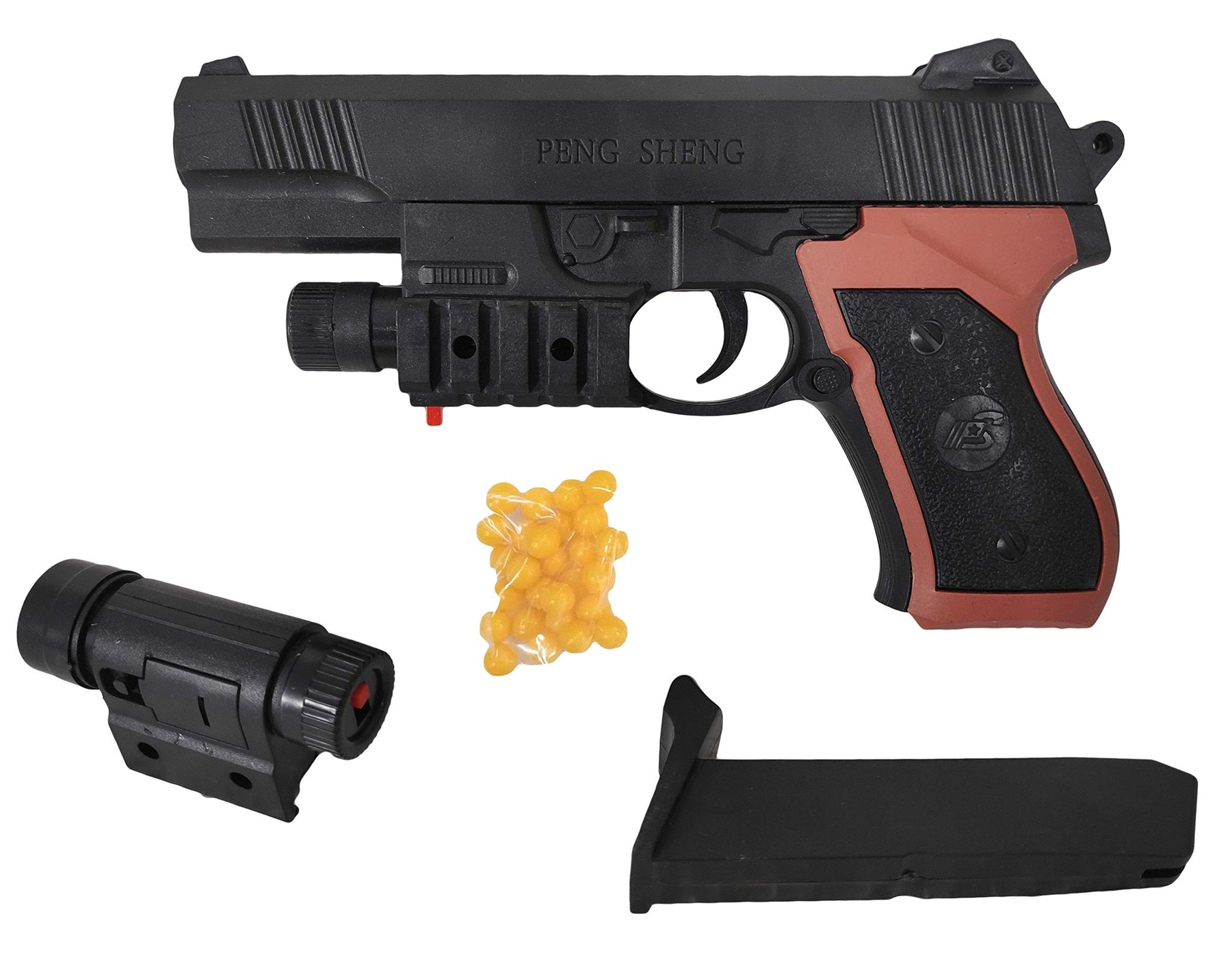 Humaira Air Soft Police Plastic Hand Gun PUBG Pistol with Red Lazer and Blue Light 18 Round Reload and 6 mm Plastic BB Bullets Toy for Kids Boys Children