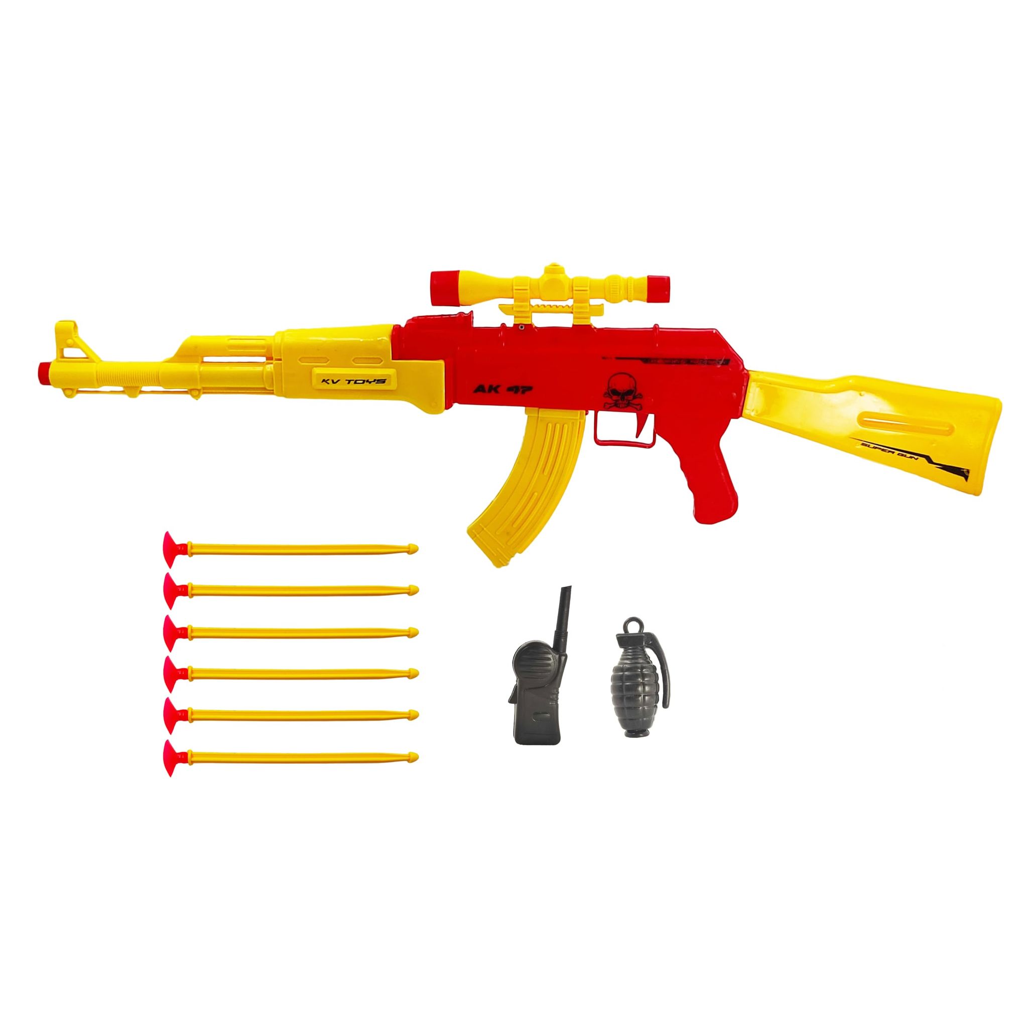 Humaira Plastic Big AK 47 Toy Gun with Suction Bullets Safe and Exciting Play for Kids Boys