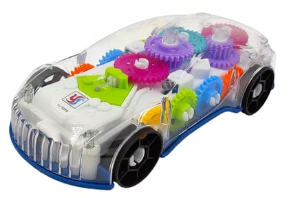 Humaira Plastic Transparent Gear Racing Car Concept Battery Operated Bump and Go, Musical and 3D Lights for Kids (Gear Car)