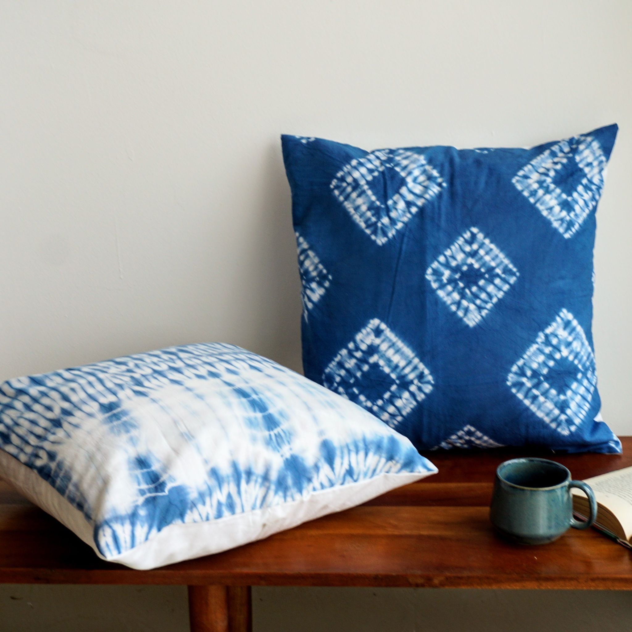 Hand Block Print Cushion Cover Tie & Dye | Set of Two