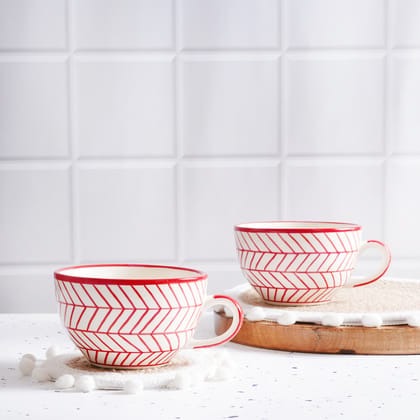 STOREPEDIA Ceramic Coffee Mug, Microwave Dishwasher Safe Coffee Soup Tea Chai Milk Mugs, Cup for Daily Office Gift Multipurpose Use, Jumbo Large Size 450 ml Red Striped Set of 2 STOREPEDIA Ceramic Coffee Mug, Microwave Dishwasher Safe Coffee Soup Tea Chai Milk Mugs, Cup for Daily Office Gift Multipurpose Use, Jumbo Large Size 450 ml Red Striped Set of 2