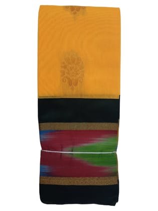 Uppada Kuppadam Mango Yellow handloom cotton silk saree with blouse piece.