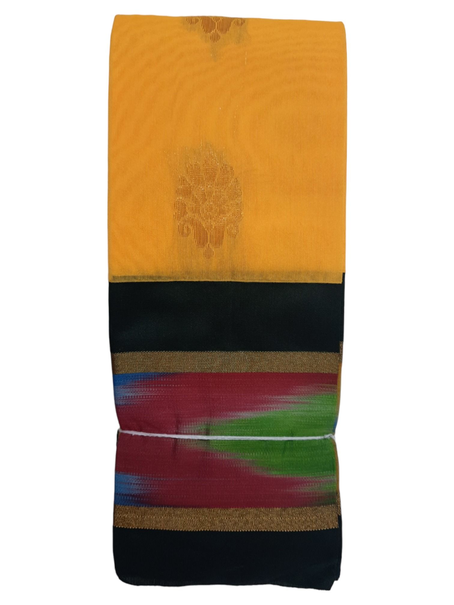 Uppada Kuppadam Mango Yellow handloom cotton silk saree with blouse piece.