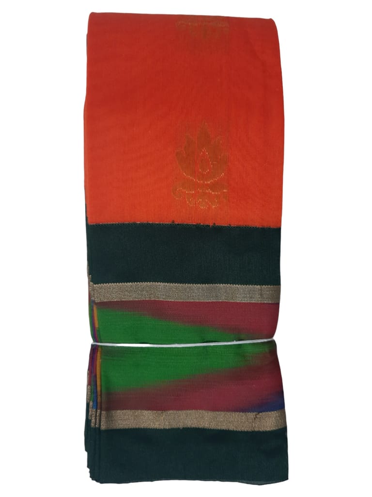 Uppada Kuppadam Orange handloom cotton silk saree with blouse piece. - Sarees | Buy online on ZillyBuy