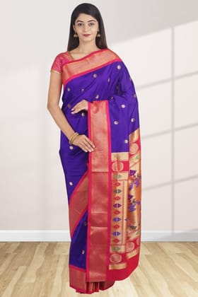 Jamun Purple Semi Silk Paithani Saree