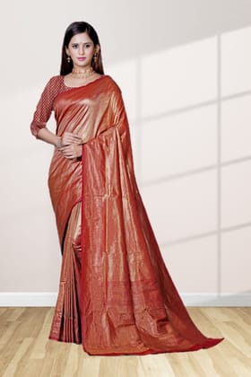 Red Dharmavaram Tissue Silk Saree