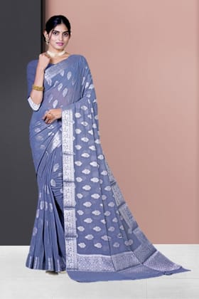 Grey Khaddi Georgette Saree
