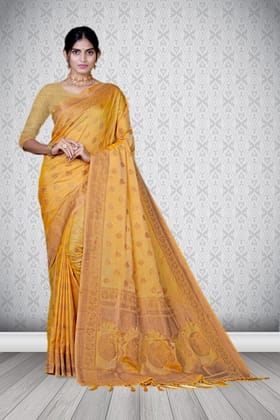 Semi Silk Saree Yellow Semi Silk Saree Yellow
