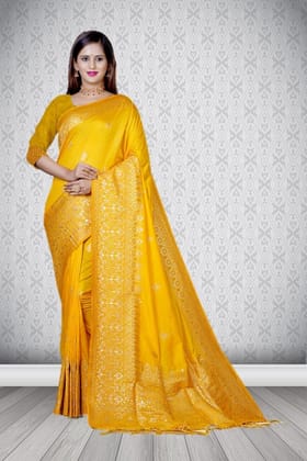 Yellow Dola Silk Saree