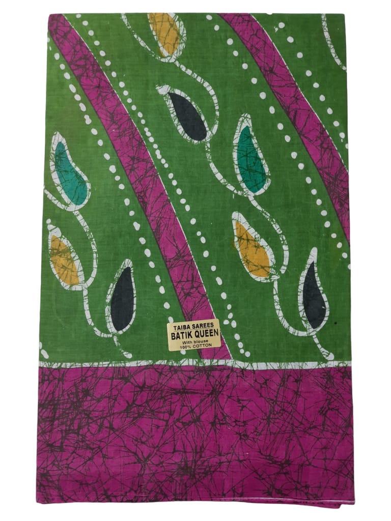 Pure cotton traditional Tie and Dye Madurai wax batik printed saree with blouse piece. - Sarees | Buy online on ZillyBuy