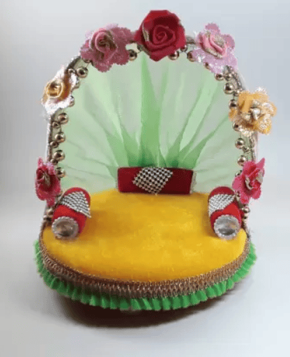 RDH ENTERPRISES Thakur ji Singhasan, Laddu Gopal ji Singhasan usable 0 to 3 no Wooden All Purpose Chowki  (Multicolor, Pack of 1)