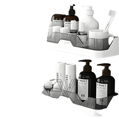 HOUSE OF VIPA Bathroom accessories Kitchen Office Organizer Rack Holder Plastic Wall Shelf  (Number of Shelves - 2, White)