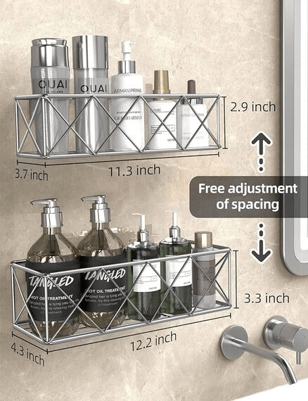 Nexum Multipurpose Bathroom Rack/Bathroom Shower Caddy/Bathroom Organizer/Kitchen Rack Stainless Steel Wall Shelf (Number of Shelves - 2, Silver)
