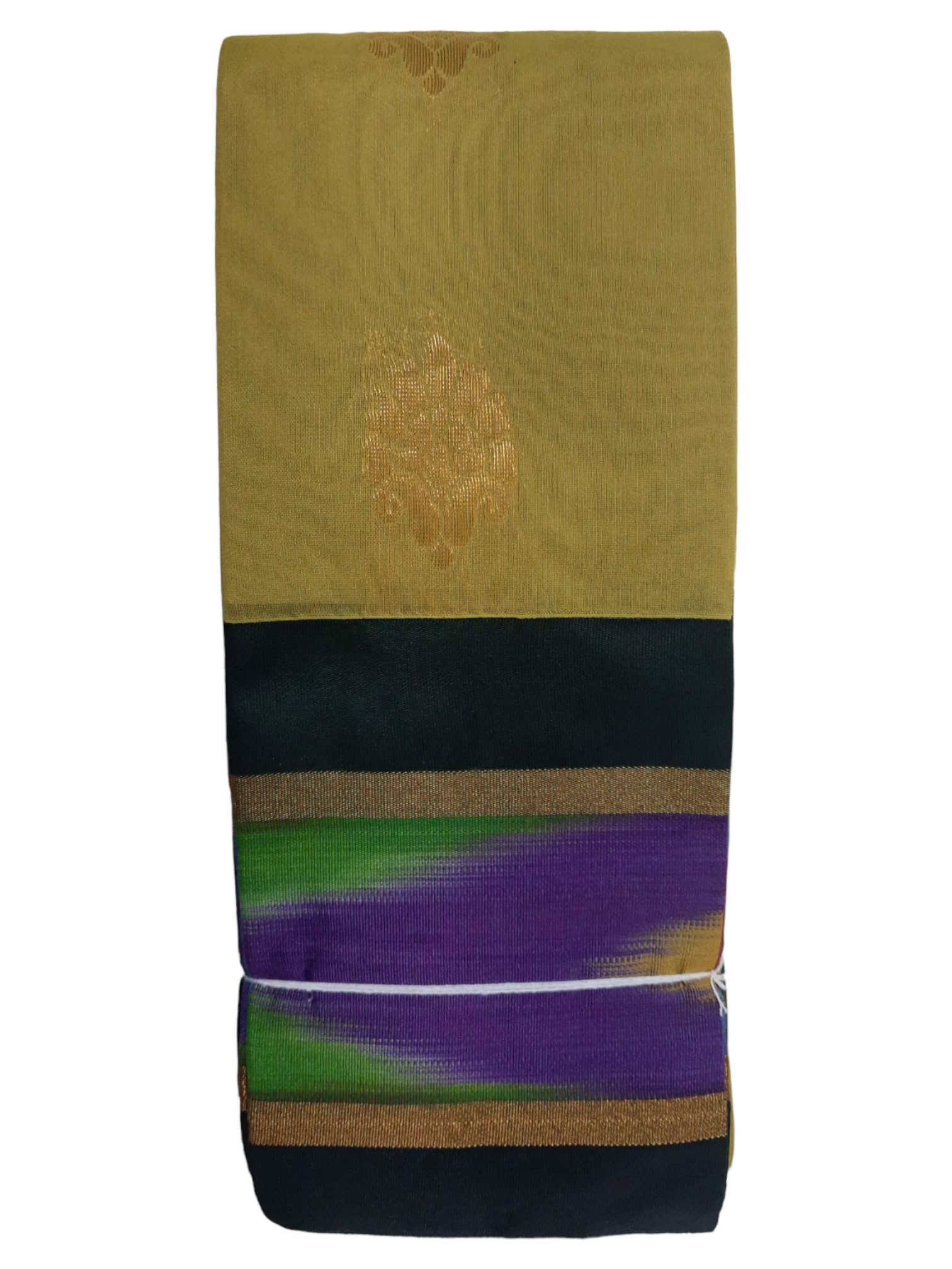 Uppada Kuppadam Mehandi Green handloom cotton silk saree with blouse piece.