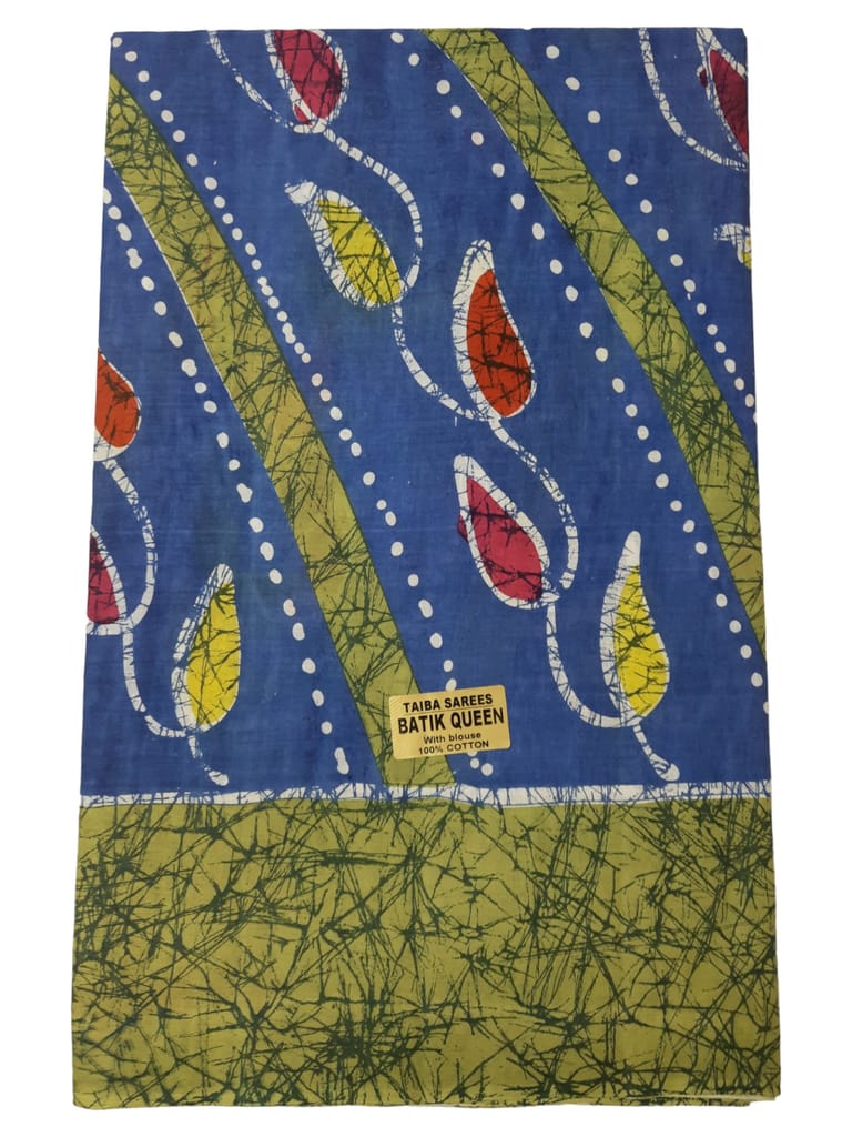Pure cotton traditional Tie and Dye Madurai wax batik printed saree with blouse piece. - Sarees | Buy online on ZillyBuy