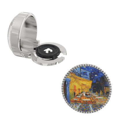 The Smart Buttons - Shirt Button Cover Cufflinks for Men - Cafe Terrace at Night Inspired by Vincent van Gogh