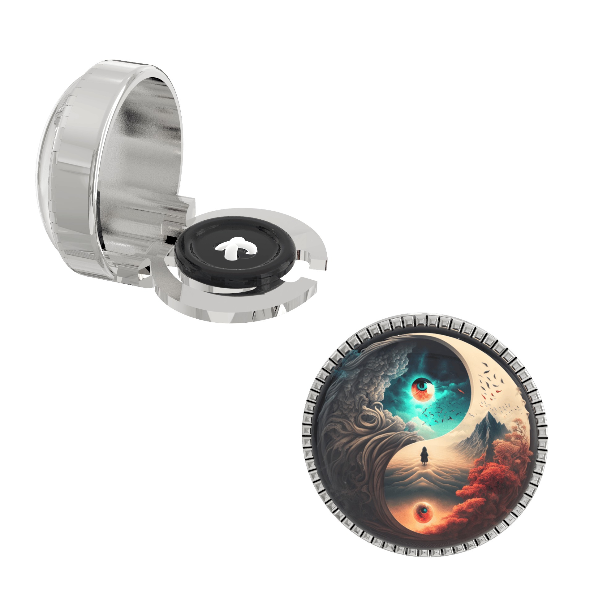 The Smart Buttons - Shirt Button Cover Cufflinks for Men - Balance Mirage Ying-Yang