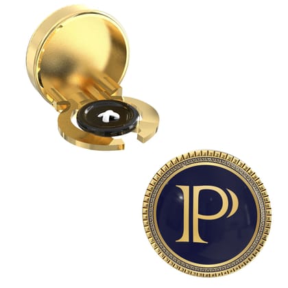 The Smart Buttons - Gold Colour Plated Shirt Button Cover Cufflinks for Men - Personalized Initials - P