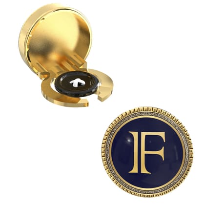 The Smart Buttons - Gold Colour Plated Shirt Button Cover Cufflinks for Men - Personalized Initials - F
