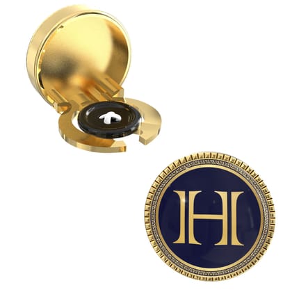 The Smart Buttons - Gold Colour Plated Shirt Button Cover Cufflinks for Men - Personalized Initials - H