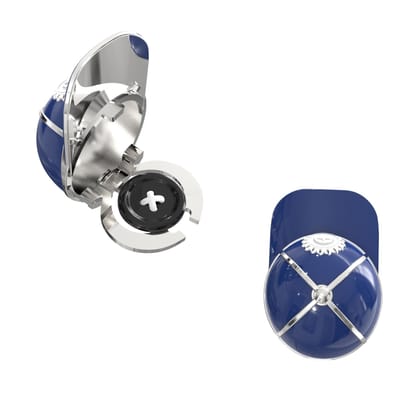 The Smart Buttons - White Gold Colour Plated Shirt Button Cover Cufflinks for Men - Cricket Cap Style
