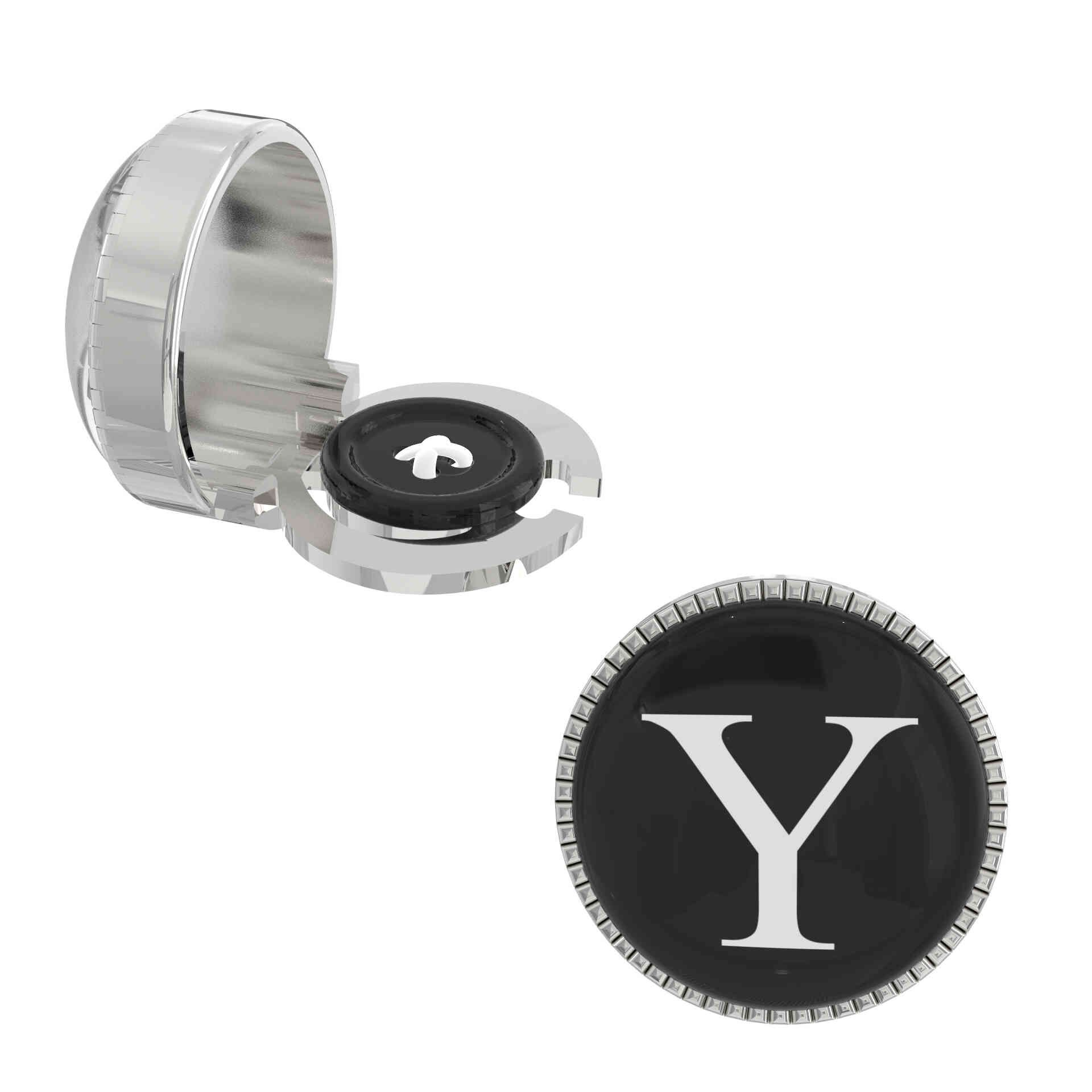 The Smart Buttons - Shirt Button Cover Cufflinks for Men - Personalized Initials - Y