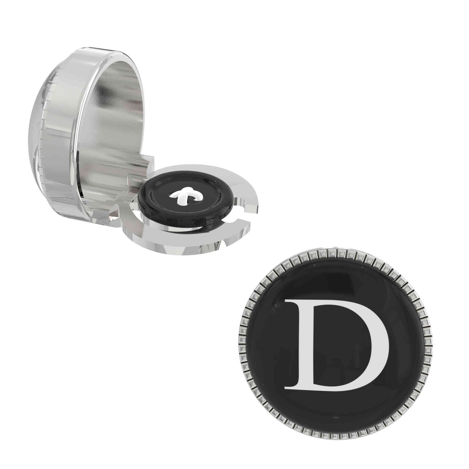 The Smart Buttons - Shirt Button Cover Cufflinks for Men - Personalized Initials - D