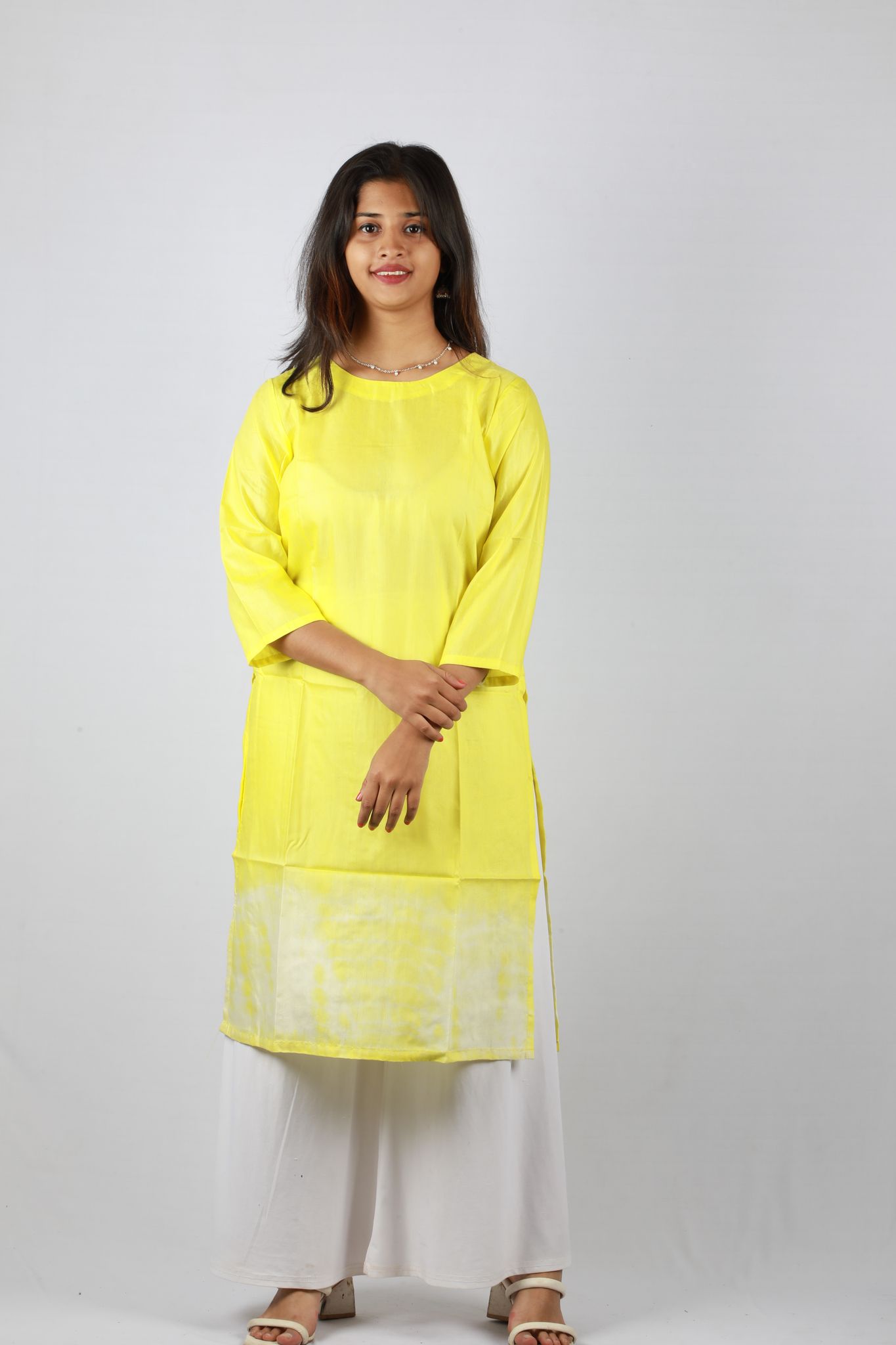 The Rashmi Shikha Lemon Yellow Women Long Kurti