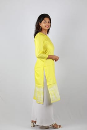 The Rashmi Shikha Lemon Yellow Women Long Kurti