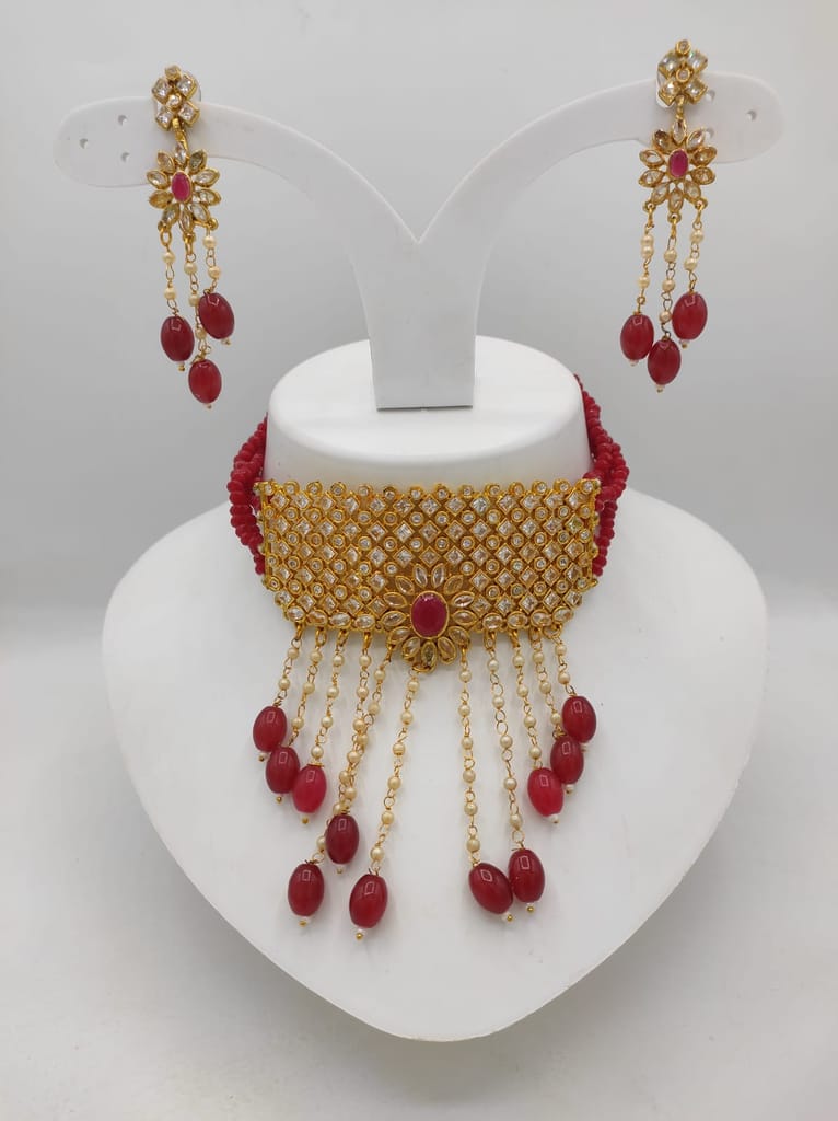 Trending Choker Maroon and White Color Chick Necklace Set for Women's Traditional Or Western Outfit and Grace The Occasion with Earrings. - Jewellery Sets | Buy online on ZillyBuy