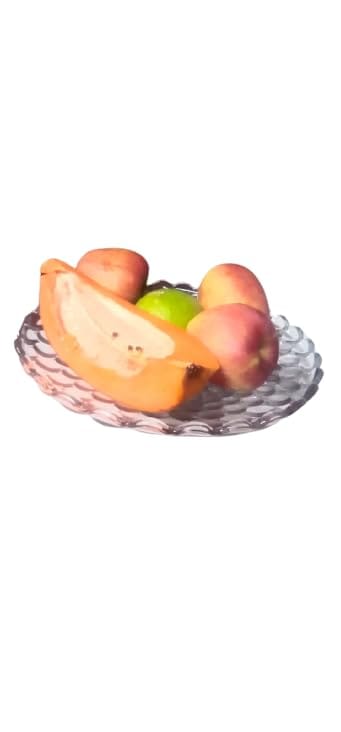 Elegant Dining Table D�cor: Crystal Clear Glass Fruit and Serving Plate.