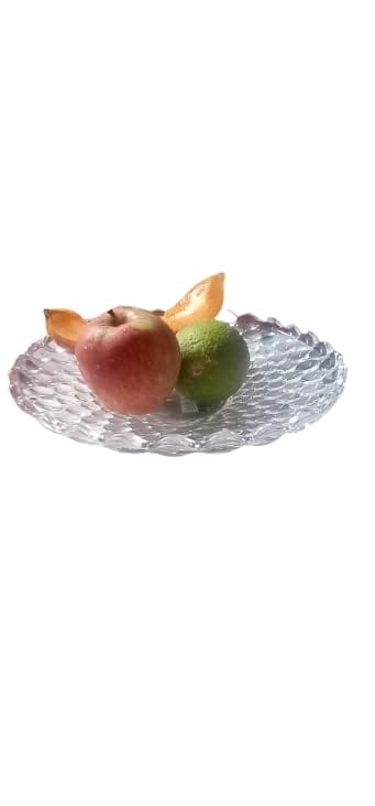 Elegant Dining Table D�cor: Crystal Clear Glass Fruit and Serving Plate.