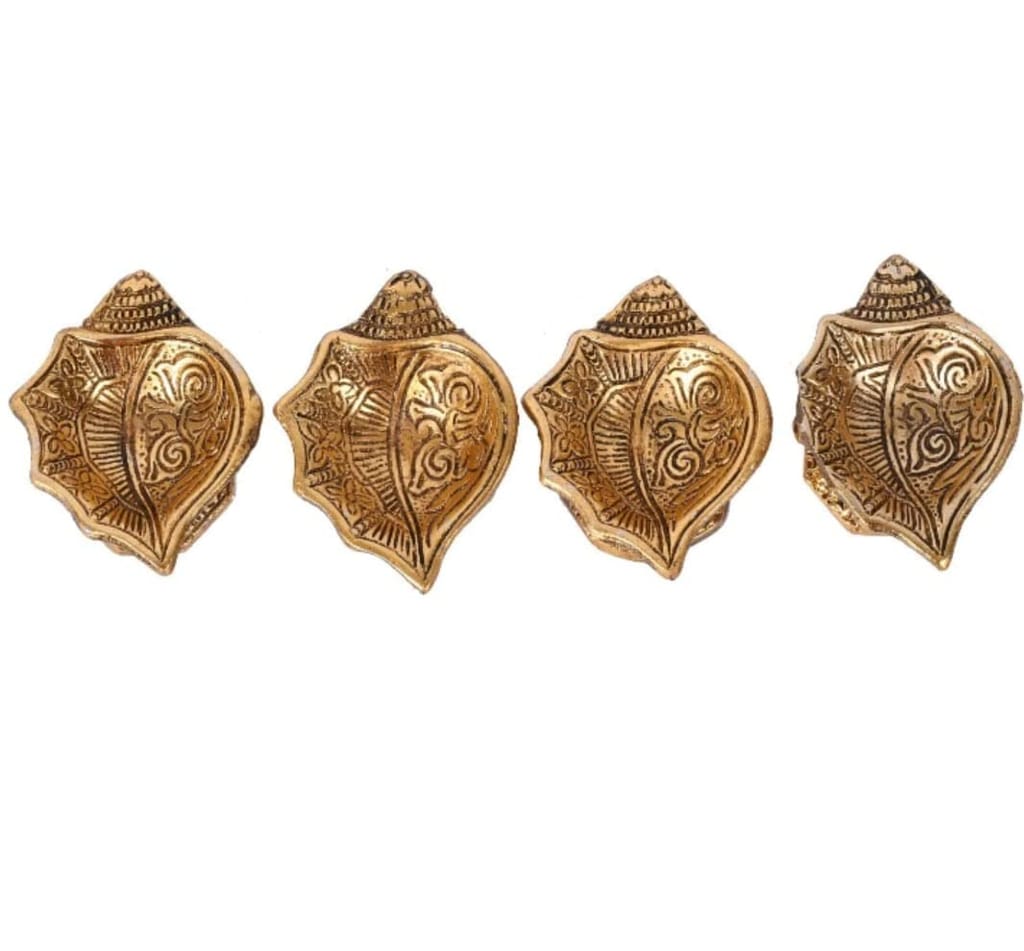 Metal Shank Candle Holder Diya for Diwali Home Decoration - Golden Metal Diya for Home Decor, (Diya- 4pc)