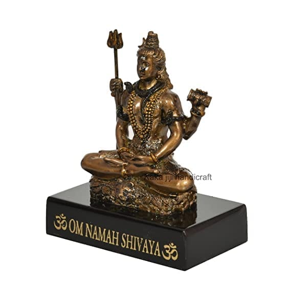 Patwari Arts 5 Inches Cold Cast Copper Pawti Shivaji Statue for Car Dashboard, Home Temple Idol.