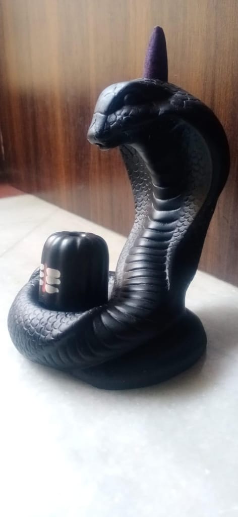 Nag Shivling Backflow Incense Holder: Enhance Your Spiritual Decor with Aesthetic Design, Smoke Fountain and Aromatherapy - Comes with 50 Cones
