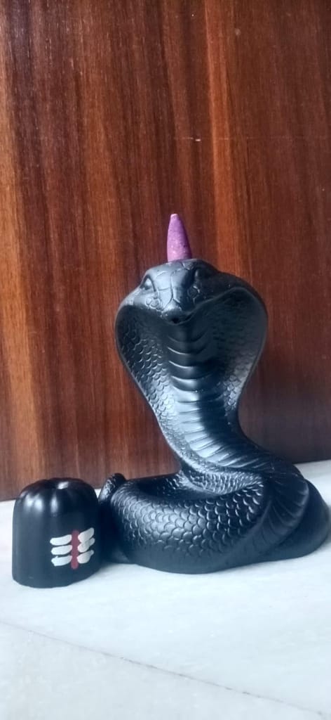 Nag Shivling Backflow Incense Holder: Enhance Your Spiritual Decor with Aesthetic Design, Smoke Fountain and Aromatherapy - Comes with 50 Cones