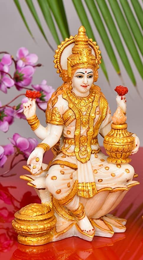 Patwari Arts Marble 8 Inches Laxmi & Ganesh Murti for Home Temple and Puja, Multicolor Idol Pack of 2 for Gifting.