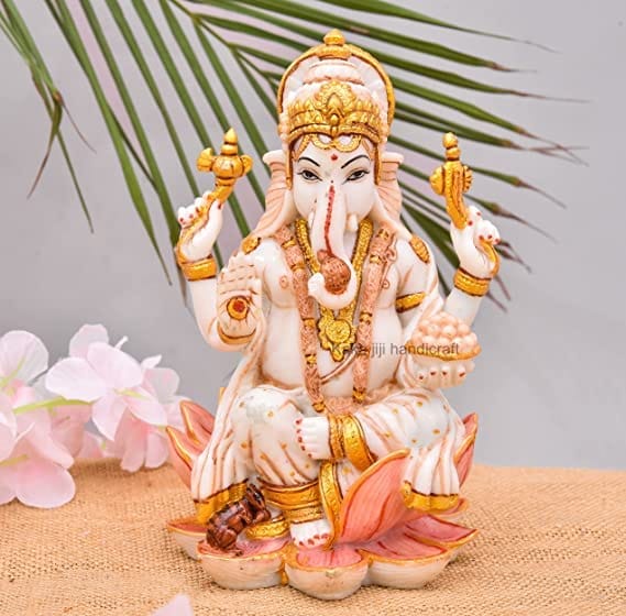 Patwari Arts Marble 8 Inches Laxmi & Ganesh Murti for Home Temple and Puja, Multicolor Idol Pack of 2 for Gifting.