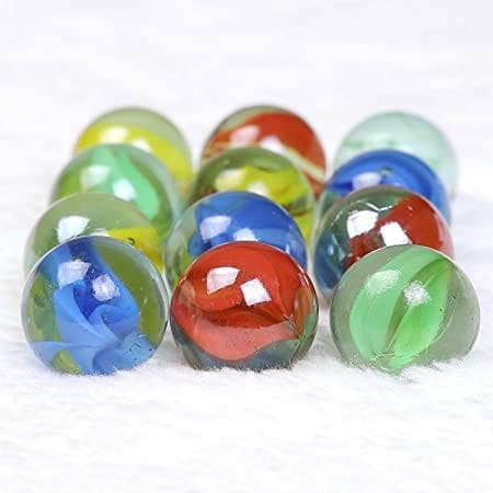 Patwari Arts Decorative Colourful Glass Marble Balls for Playing Games/Kanche for Kids/Children, Traditional Games Set of (100), Glass Marble Balls, Kanche.