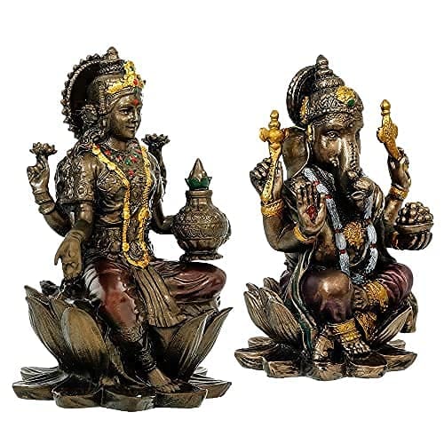 Patwari Arts Laxmi and Ganesh Ji Murti for Pooja Room, Murti for Home Puja, laxmi Ganesh Idol Murti for Puja/Pooja Room, Bronze God Idols, Good Luck Idols(3 Inch).