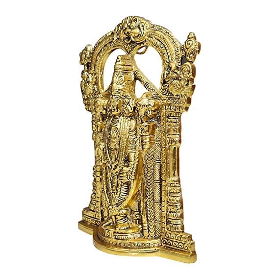 Balaji Statue || Venkteshwar Balaji Idol || Hanging Metal Tirupati Balaji, Sri Venkateswara Idol - Gold, 4 cm x 17 cm x 25 cm.