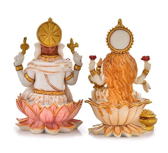 Patwari Arts Marble 8 Inches Laxmi & Ganesh Murti for Home Temple and Puja, Multicolor Idol Pack of 2 for Gifting.