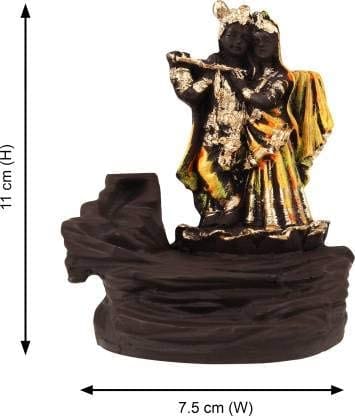 Lord Radha Krishna Statue Smoke Fountain Backflow Incense Holder Decorative Showpiece with 10 Free backflow Cones.