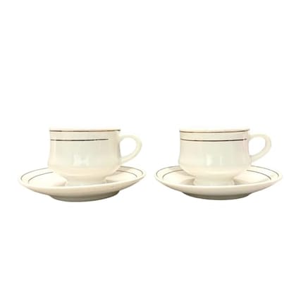 STOREPEDIA Fine Bone China White Cups and Saucer with Golden Line, Cup and Saucer Set for Tea Milk Coffee Chai, Teacup Set, Cup & Saucer Sets, (2 Cups and 2 Saucer) 150 ml Tea Cup Set of 2 STOREPEDIA Fine Bone China White Cups and Saucer with Golden Line, Cup and Saucer Set for Tea Milk Coffee Chai, Teacup Set, Cup & Saucer Sets, (2 Cups and 2 Saucer) 150 ml Tea Cup Set of 2