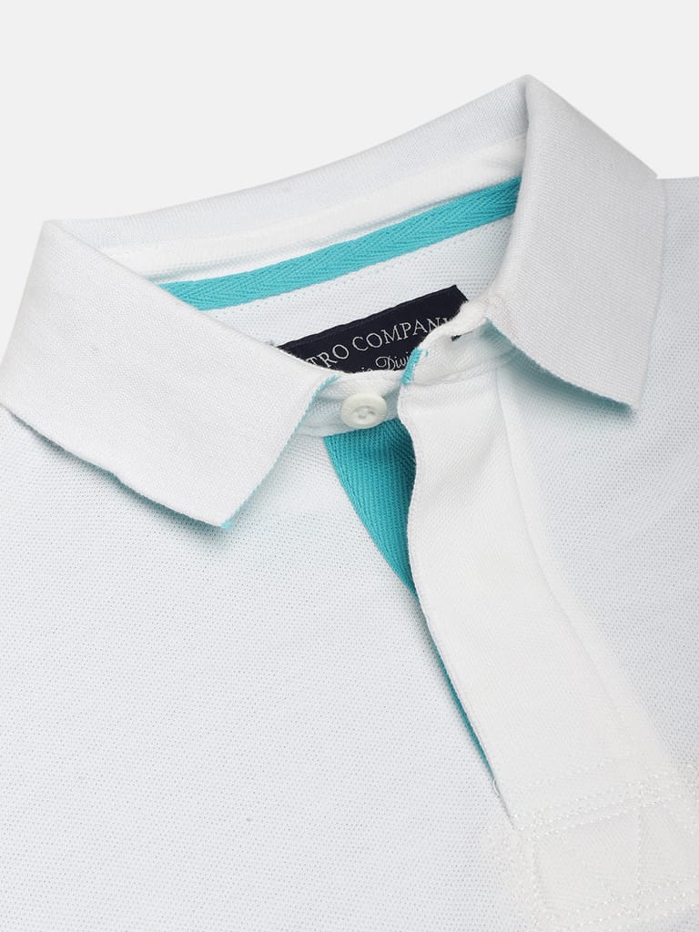 Boys Organic Cotton Solid Polo Collar T-shirt with Chest emb