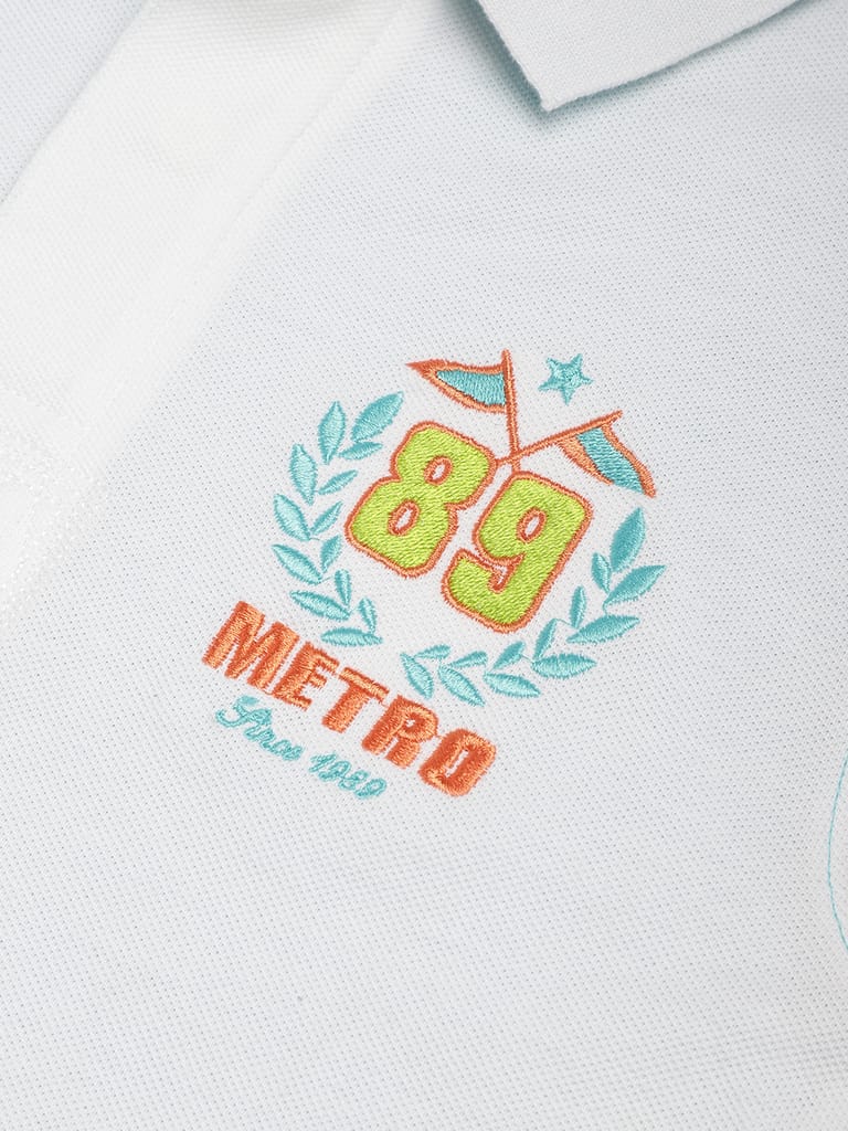 Boys Organic Cotton Solid Polo Collar T-shirt with Chest emb