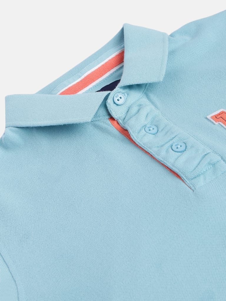 Boys Organic Cotton Applique Polo Collar T-shirt