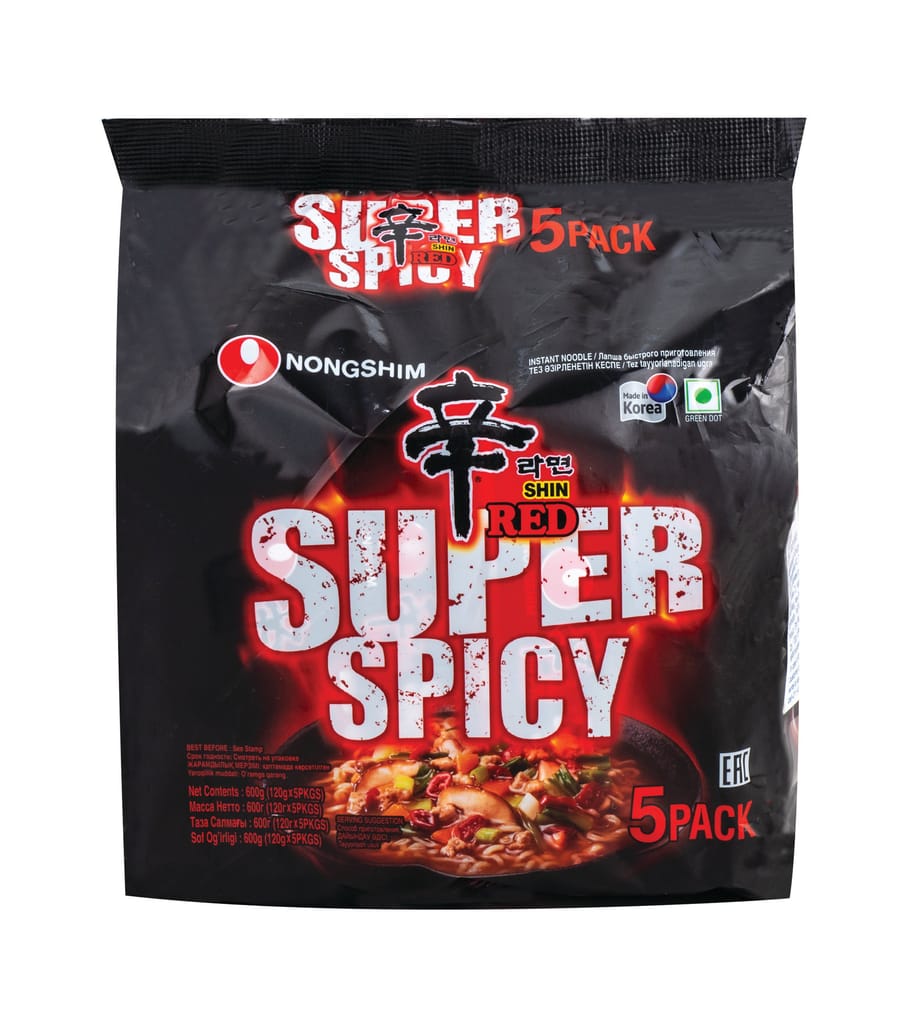 Nongshim Shin Red Super Spicy (5 In 1) 600 gm Pouch Pack